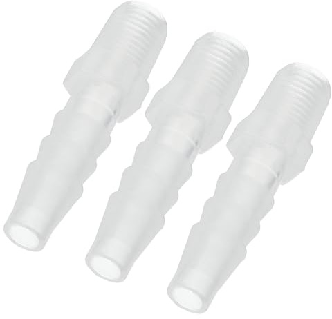 PATIKIL 3 Stück 1/4 Schlauchtülle x 1/8 G Außengewinde Durchscheinend | Schlauchverbinder, Schlauchanschluss, Schlauchstutzen, Kunststoff, Für Wasser, Flüssigkeit, Luft, Kraftstoff, Aquarium