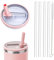 1 pièce de rechange couvercle de paille de rouleau de 40 OZ pour Stanley quencher 1.2l, kit de couvercle de rouleau réutilisable avec 4 pailles et 1 brosse de nettoyage (Rose, 40oz)