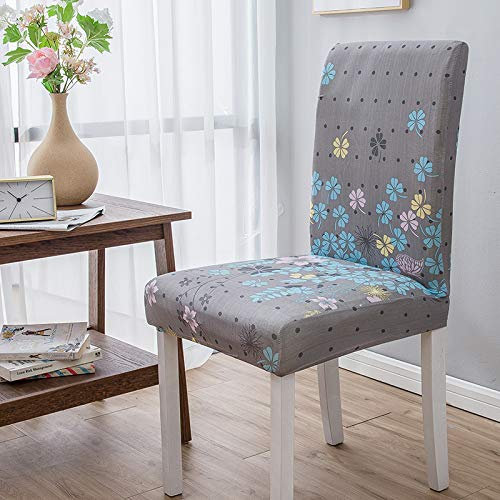 Stuhlhussen 4er Set Blaue Blüten Stuhlhussen Schwingstühle,Stretch Stuhlbezug,Waschbarer Polyester Esszimmer Stühle, Abnehmbarer Stuhlüberzüge,Universal Stühle Schutz Dekoration
