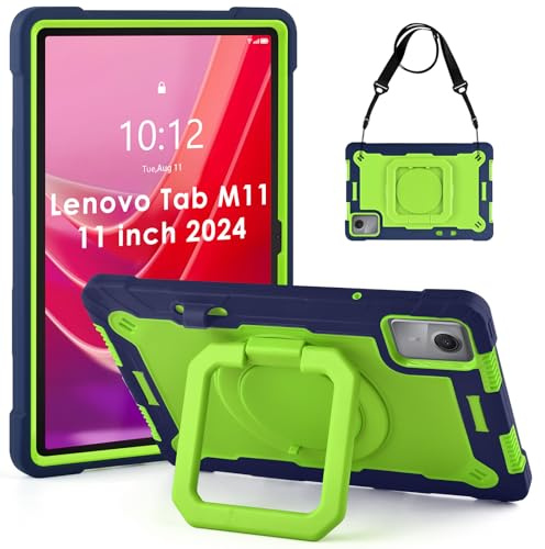 KATUMO Case for Lenovo Tablet M11 TB-330FU 2024 Shockproof Protective Cover 360° Rotatable Stand & Detachable Adjustable Shoulder Strap & Pencil Holder