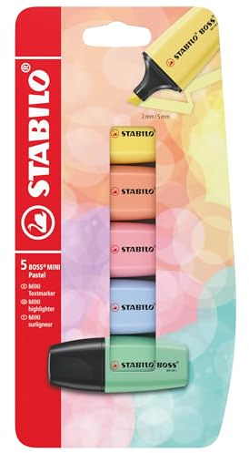 STABILO - Textmarker - BOSS MINI Pastel | 5er Blister, 5 Farben