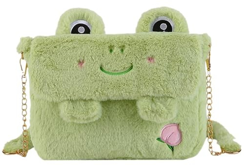CALLARON Frosch-Umhängetasche Aus Plüsch Niedliche Schultertasche Für Damen Tragbare Handtasche Für Schlüssel Handy Und Karten 10.24 X 7.87 X 1.57 Zoll Für Alltag Und Freizeit