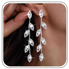 Cybche Cz Hoja Gota Pendientes De Diamantes De Imitación Largos Pendientes De La Hoja De Oro De Cristal Cuelgan Pendientes De Borla Larga Zirconia Cúbica Pendientes De Novia Pendientes De La Lámpara