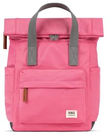 ROKA London Canfield B Small Sustainable Nylon Backpack (Baroque) | Compact roll top backpack with wide zip opening, tablet storage, secret pocket, side pockets and adjustable shoulder straps