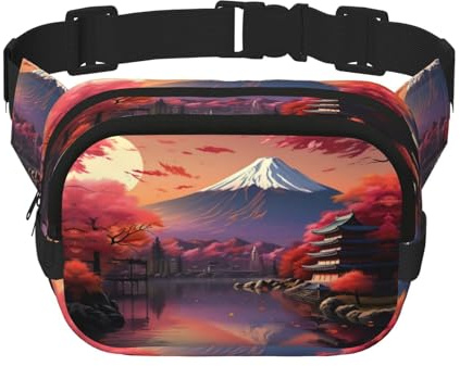 Mount Japanische Gürteltasche Fuji Landschaft Gürteltasche für Damen und Herren, modische Hüfttasche für Training, Laufen, Reisen, Wandern, Schwarz , one size