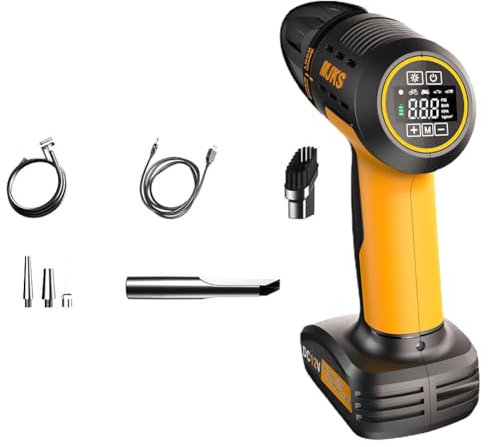 Fuhjythy Wireless Hand Vacuum Cleaner & Air Compressor with & Extensive Accessory Set - Inflating Car Tires