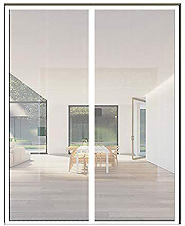 Mosquitera ajustable para puerta sin taladro, protección con malla fina duradera para puertas correderas, 90 x 220 cm, color blanco, fácil instalación, transpirable y eficaz barrera contra insectos