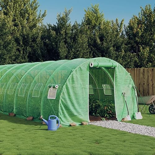 Invernadero para muebles de hogar y jardín, con marco de acero, color verde, 42 m, 14 x 3 x 2 m
