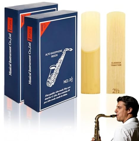 bssmmai 20 Stück Altsaxophon Blätter 2,5, Saxophon Blätter 2,5, Klarinettenblätter