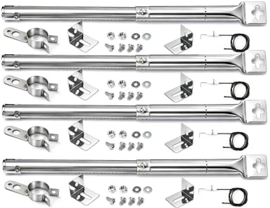 QuliMetal 31cm bis 45cm Universal Gasgrill Brenner Ersatzteile für Enders Monroe, Tepro, Taino, Barbecook, Proficook, Campingaz, Outback,Verstellbarer Edelstahl Brenner Zubehö