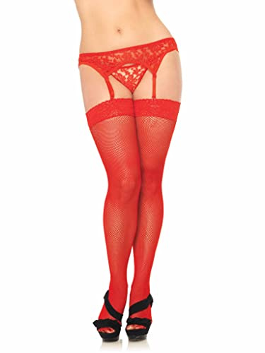 Leg Avenue womens Lace Garter Belt and Thong lingerie sets, Red, One Size US