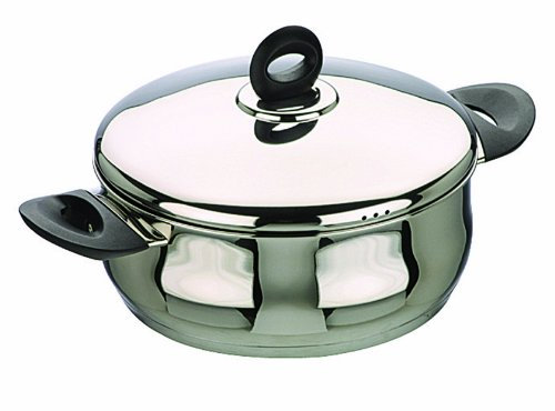 Ibili Cazuela Bali con Forma de Vientre con Tapa 22 cm, Acero Inoxidable, Plateado/Negro, 2