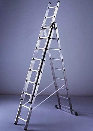 SCALA TELESCOPICA A SFILO IN ALLUMINIO 21 GRADINI H 202 - 516 CM APPOGGIO O CAVALLETTO