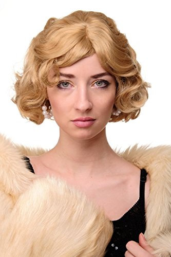WIG ME UP - A4002-611B Damenperücke Perücke 20er Jahre Swing Bob gewellt Perücke Blond Blond-Mix ca. 25 cm