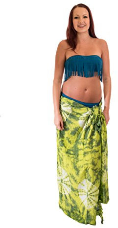 Ciffre Sarong Pareo Wickelrock Strandtuch Tuch Schal Hüftrock Brustkleid Edel Grün Smoke Muster