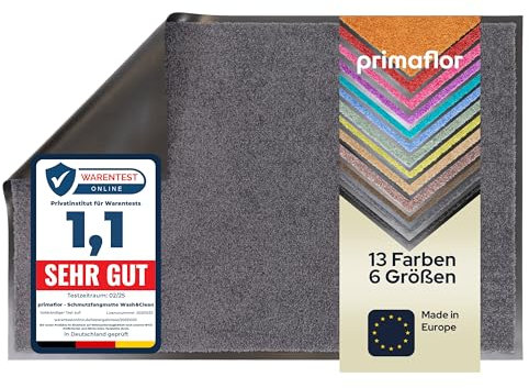 Primaflor Schmutzfangmatte CLEAN – Anthrazit, 90x150 cm | Saugstarke, Schwer entflammbare Fußmatte | Rutschfester Türvorleger für Innen | Türmatte für Eingangsbereich | Sauberlaufmatte mit Gummirand