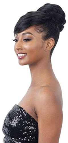 TWISTED BUN BANG (1B Off Black) - Freetress Equal Synthetic Bun & Swoop Side Bang