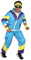 Foxxeo 80er Jahre Kostüm für Herren - türkis gelb lila - Trainingsanzug Fasching Karneval Motto-Party, Größe:M