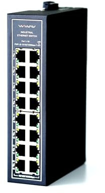 WIWAV WDH-16GT-DC 10/100/1000Mbps commutateurs Ethernet Gigabit 16 Ports Non gérés avec Rail DIN/Montage Mural (Authentification UL, sans Ventilateur, -30°C ~ 75°C)