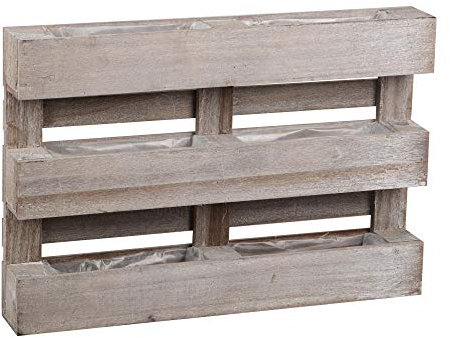 UNUS Paletten Holz 3 Reihen m Unterteilung 6 Kästen Kunststoffeinsatz grau