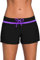 Kfnire Badeshorts Damen Eingebautes Futter Bikini mit Shorts Schnell Trocknend UV-Schutz Kurze Sporthose Badehose (Schwarz+Violett,S)