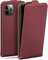 moex Flip Case für iPhone 12/12 Pro Hülle klappbar mit 360 Grad Schutz, Handyhülle mit Displayschutz, PU Leder Handytasche Lederhülle, Flip Case Cover Klapphülle, Weinrot
