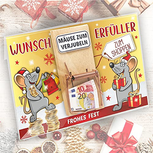 AV Andrea Verlag Glückwunschkarte mit Mausfalle als Geldgeschenk zu Weihnachten | Mäuse zum Verjubeln als Wunscherfüller fürs Fest (Zum Shoppen)