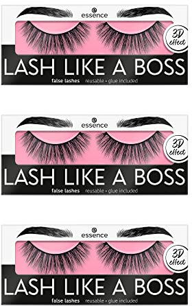 essence LASH LIKE A BOSS false lashes, künstliche Wimpern, Nr. 05, Schwarz, langanhaltend, volumengebend, vegan, ohne Mikroplastikpartikel, Nanopartikel frei, ohne Parfüm, 3er Pack (3x1pair)