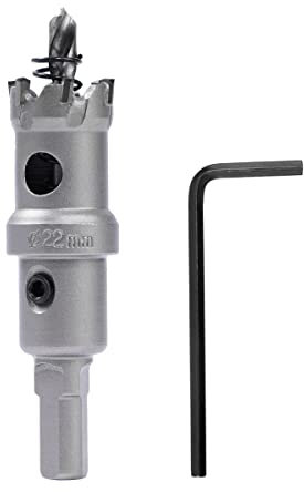 Dribotway Scie cloche bimétallique - 22 mm - En métal dur - Robuste - Qualité industrielle - En acier inoxydable - Pour bois mental, acier inoxydable, plastique, cuivre