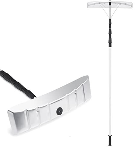 RELAX4LIFE Schneeschaufel für Dachschnee, Verstellbar: 200-630 cm, Dach Schneeräumer mit Teleskopstiel & Gummielippe, Dachräumer Aluminium, ideal für Räumung von Schnee & Blätter