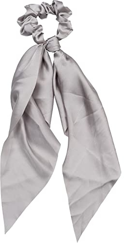 styleBREAKER Damen Scrunchie Retro Schleife Einfarbig, Grau | 8 cm Außendurchmesser (ungedehnt 4 cm innen), abnehmbares 71x31 cm Dreieckstuch, weicher Stoff-Überzug ohne Metallverbindung.