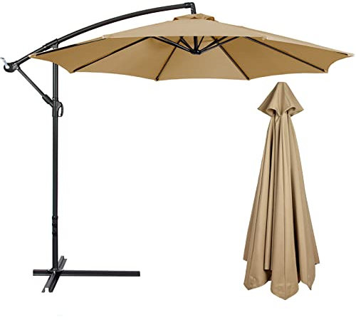 SLDHFE Auvent de rechange pour parasol de terrasse, 3 m de long, parasol de table, parasol avec 8 baleines en polyester (auvent uniquement) peau