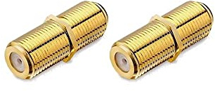 conecto F-Verbinder, F-Kupplung, F-Buchse auf F-Buchse, Adapter zur Verlängerung von Antennen-Kabel/Koaxial-Kabel, vergoldet, 2er Set
