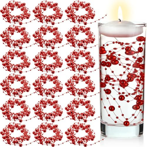 KHDULQ 18 schwimmkerzen Deko, Schwimmende Kerzen, Perlenschnur, Goldene Hochzeit Deko, Haarschmuck Hochzeit, Schwimmkerze, Kerze Silber, Geeignet Für Vasenfüller, Hochzeiten, Tischdekorationen