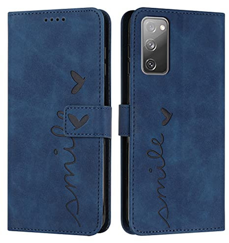 VEEMOS Klapphülle für Samsung Galaxy S20 FE 4G 5G Hülle Klappbar Handyhülle mit Kartenfach Ständer Schutzhülle Handy Tasche Leder Flip Book Case Cover Handytasche - Blau
