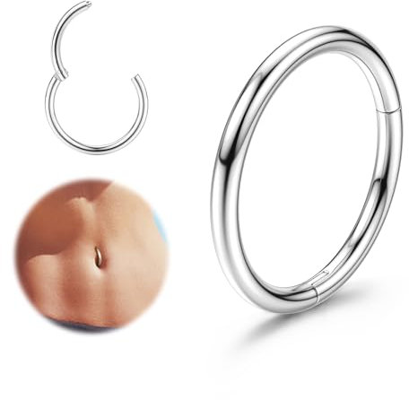 FIOROYAL 14G Bauchnabelpiercing Hoop für Frauen Männer Bauchnabel Ring Piercing 316L Edelstahl Nabel Ring Shiny CZ Opal Scharnier Nahtlose Bauch Knopf Hoop Piercing Schmuck 8mm/10mm/12mm(AS-10)