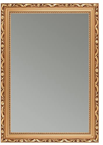 CLAMARO 'Karl' Antik Wandspiegel 40x60 cm mit Rahmen | Bronze | Shabby Chic Vintage Barock Spiegel mit Holzrahmen | Barockspiegel inkl. Metall Aufhänger und Montagematerial
