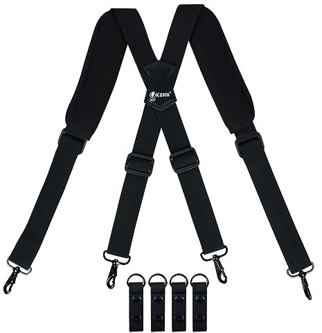 KUNN Bretelles tactiques avec crochet en métal, harnais de police rembourré pour homme, noir