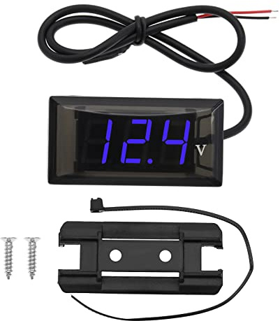 eMagTech DC 12V LED Digital Display Modified Voltmeter Motorcycle Voltmeter Mini Waterproof Voltmeter Accessories for Automobile Motorcycle Bicycle Blue
