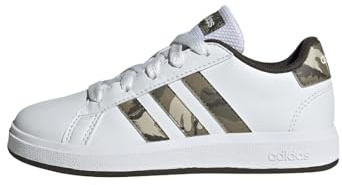 Adidas Unisex Kinder Grand Court 2.0 Shoes Kids, Cloud White/Olive/Cloud White, 28 1/2 EU