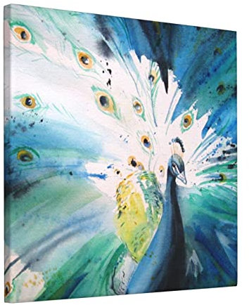 Niedlicher Pfau bedruckte Leinwand Wandkunst ungerahmt Gemälde Moderne Wandbilder Gemälde für Wohnzimmer Schlafzimmer Heimdekoration 30,5 x 30,5 cm