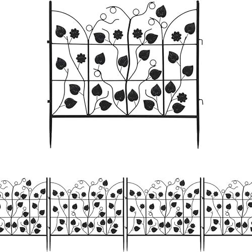 Lot de 5 clôtures de jardin décoratives en fil de fer forgé pliable pour terrasse, pelouse, cour, barrière pour animaux