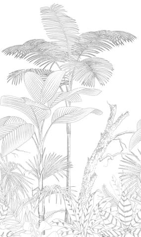 Livingwalls Vliestapete - Tapete Palmenblätter in Schwarz und Weiß - Wandtapete für verschiedene Räume - Wandbild XXL 2,80 m x 1,59 m