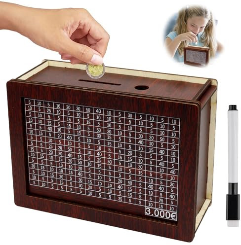 Spardose Holz, Sparbox, Sparschwein, Sparbox, Retro Sparbüchse Aufbewahrungsbox, Wiederverwendbare Spardose mit Zähler, Hilft die Gewohnheit Zum Sparen, Spardosen für Erwachsene