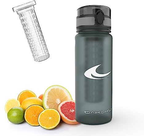 Daikoku - Botella Deportiva de Agua 750 ML | Libre de BPA | A Prueba de Fugas | Ergonómica y Resistente a Impactos | Ideal para Deportes y Aire Libre | Gris | 750 ML
