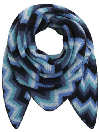 FASHION YOU WANT XXL Schal flauschig schal-tuch damen dicker dreieckstuch groß Wolle Azteken BUNT Farben kuschelig (jeansblau)