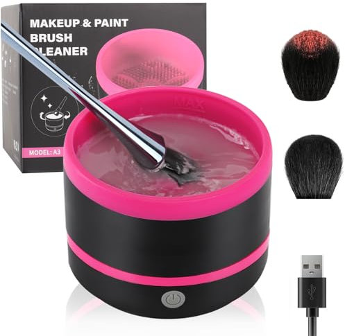 DaizySight Nettoyeur Pinceau Maquillage Machine électrique, Rinceur de Pinceaux Maquillages, Toyage Rapide, Rotation Rapide et Nettoyage en Quelques Secondes – Noir et rose