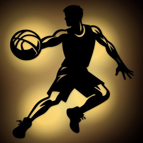 Namofactur Basketball LED-Lampe aus MDF-Holz | Batteriebetrieben & Selbstbauset | Ideal für Kinderzimmer, Wohnzimmer & Büro