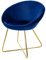 ML-Design Chaise de Salle à Manger en Velours, Bleu, avec Dossier Rond, Assise Rembourrée, Pieds en Métal Doré, Chaise de Maquillage, Moderne, Fauteuil Ergonomique pour Table à Manger, Cuisine, Salon
