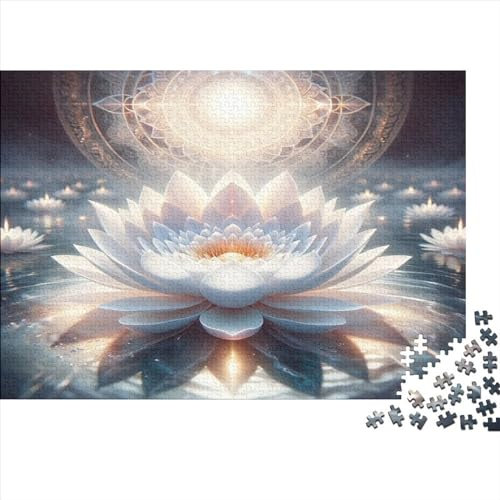 Weißer Lotus Erwachsene 1000 Teile Lotus-Teich Puzzle Familie Challenging Games Home Decor Geburtstag Educational Game Stress Relief 1000pcs (75x50cm)